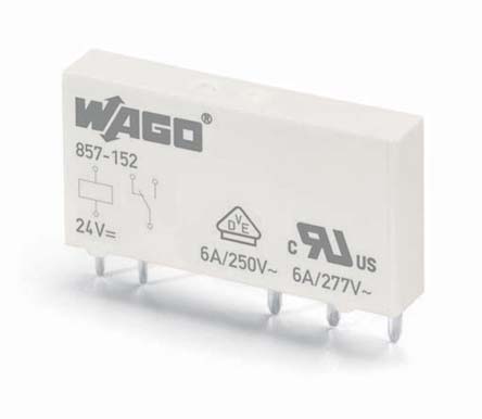 Wago DIN Rail Power Relay, 24V dc Coil, 6A Switching Current