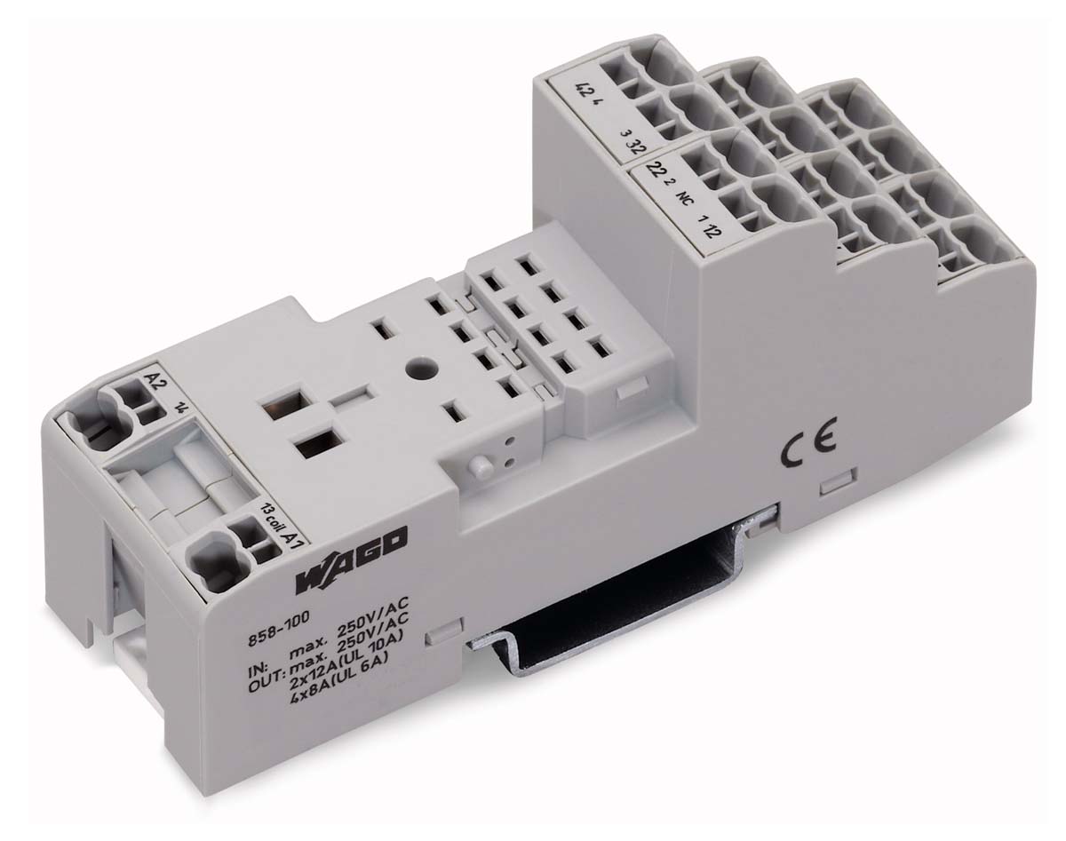 Support relais Wago 14 contacts, Rail DIN, montage à vis, 250V c.a., pour Relais