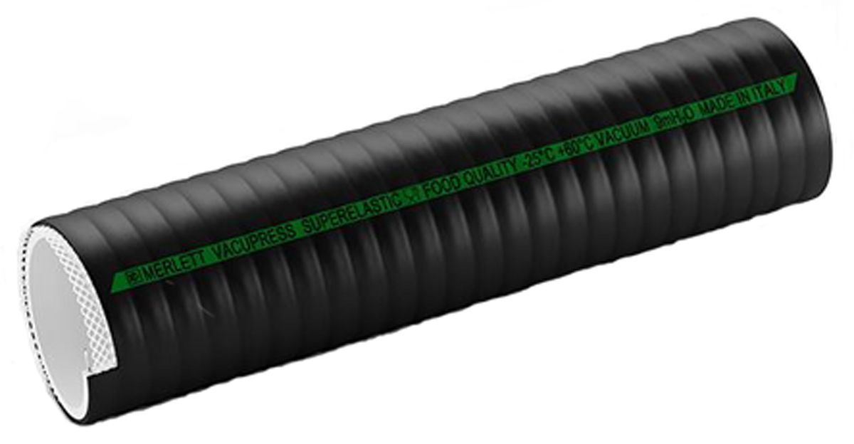 Merlett Plastics Black Flexible Tubing, 63mm ID, PVC, 12 bar Max working Pressure, 5m