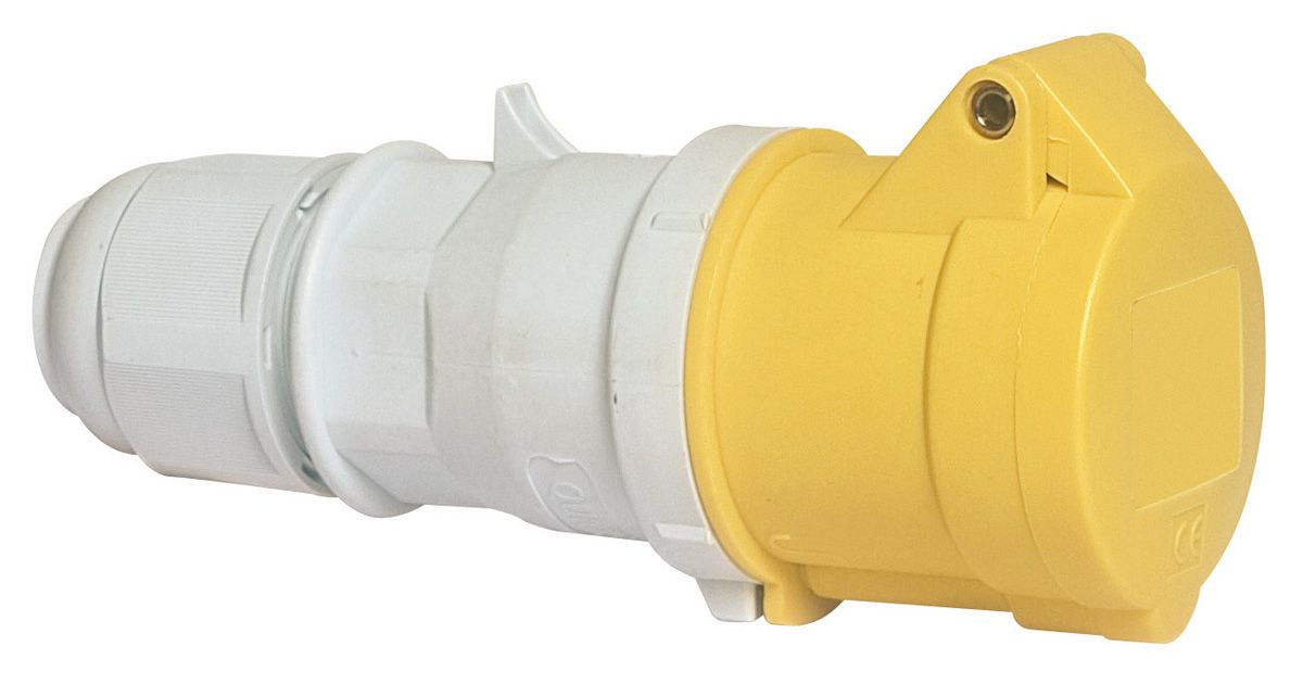 Bals IP44 Yellow Cable Mount 2P+E Industrial Power Socket, Rated At 16A, 110 V
