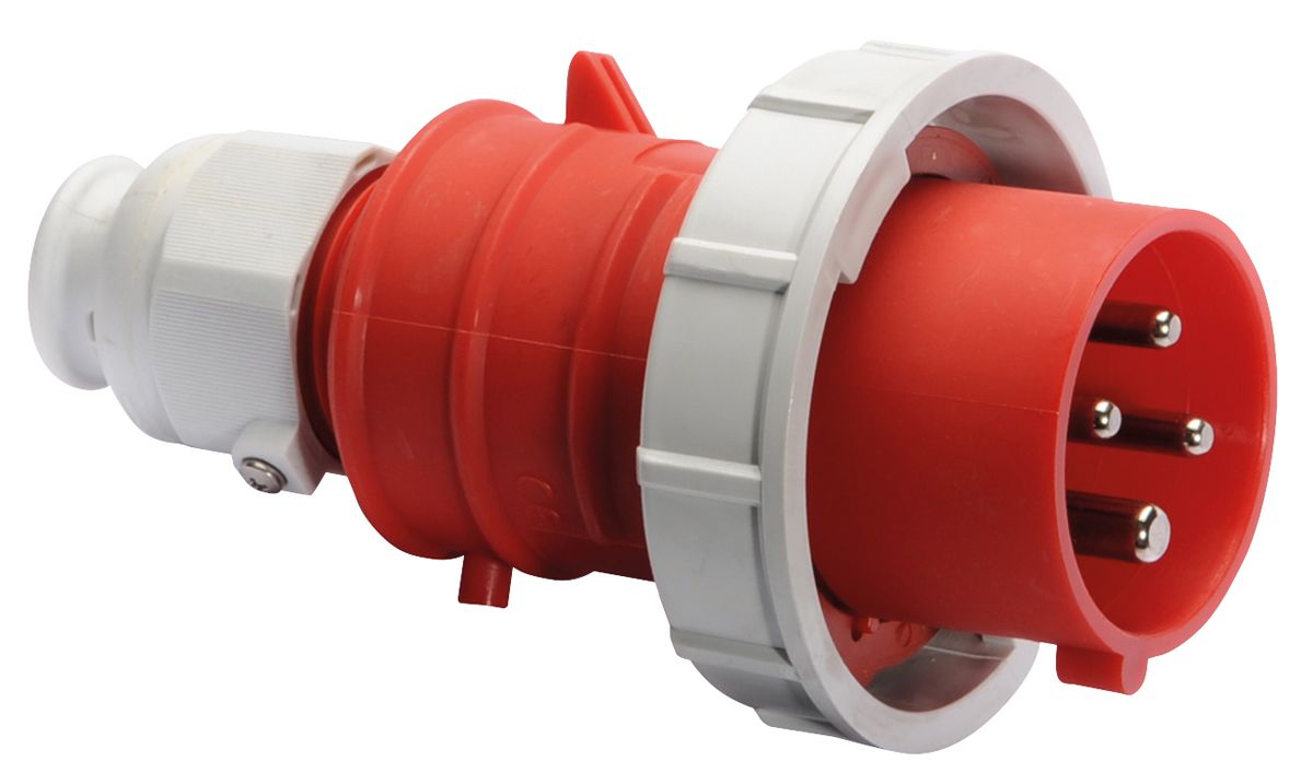Bals IP67 Red Cable Mount 3P+E Industrial Power Plug, Rated At 16A, 415 V