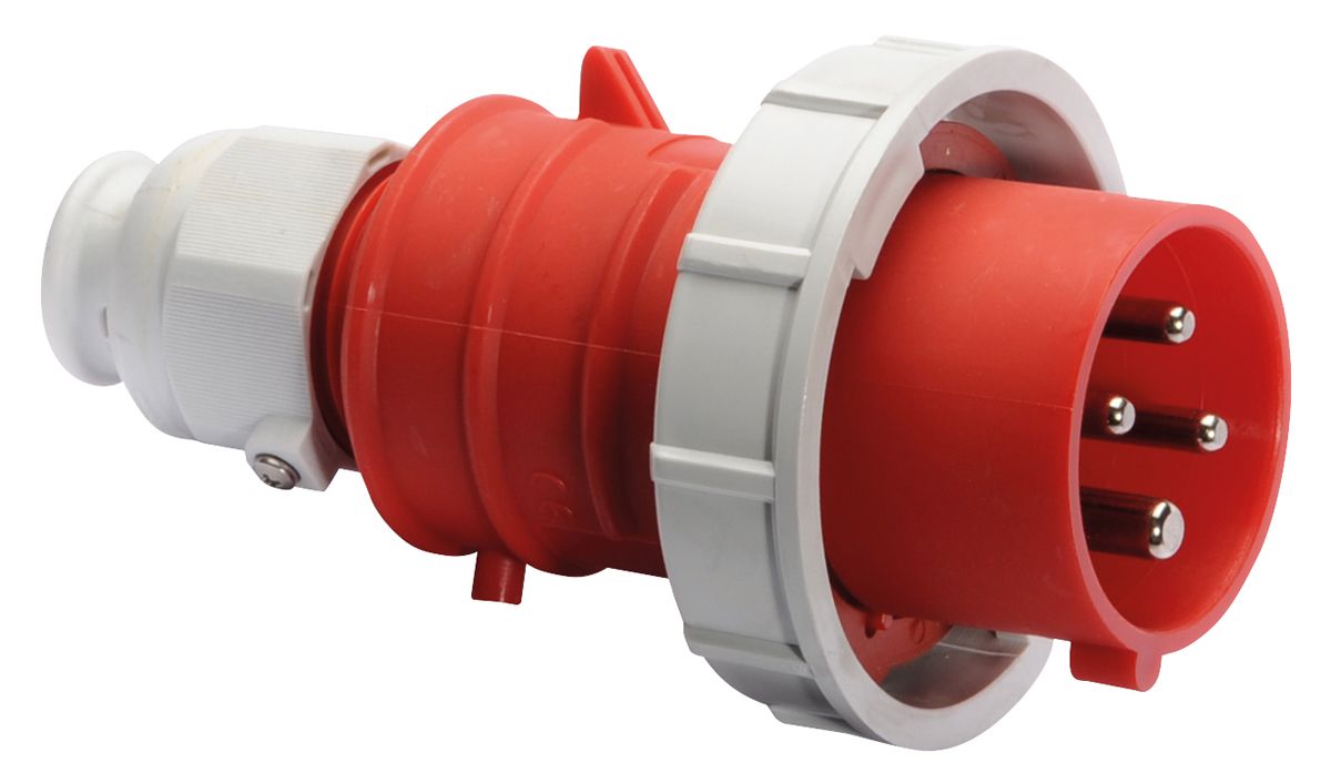 Bals IP67 Red Cable Mount 3P+E Industrial Power Plug, Rated At 32A, 415 V