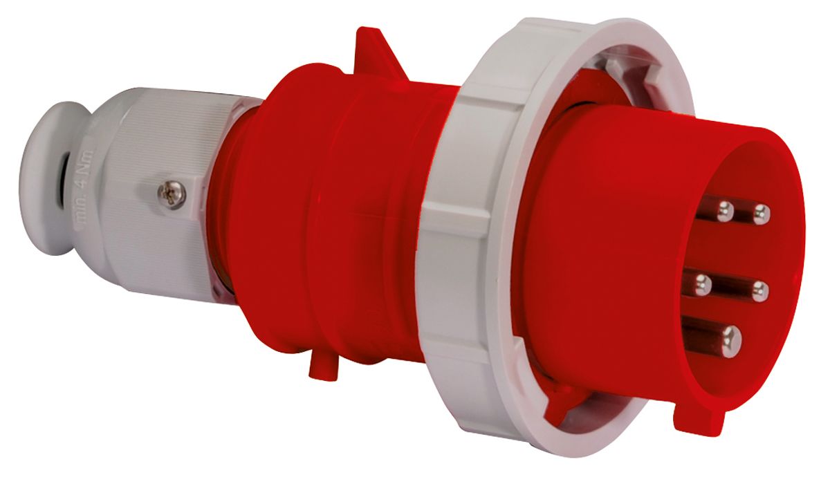 Bals IP67 Red Cable Mount 3P+N+E Industrial Power Plug, Rated At 32A, 415 V