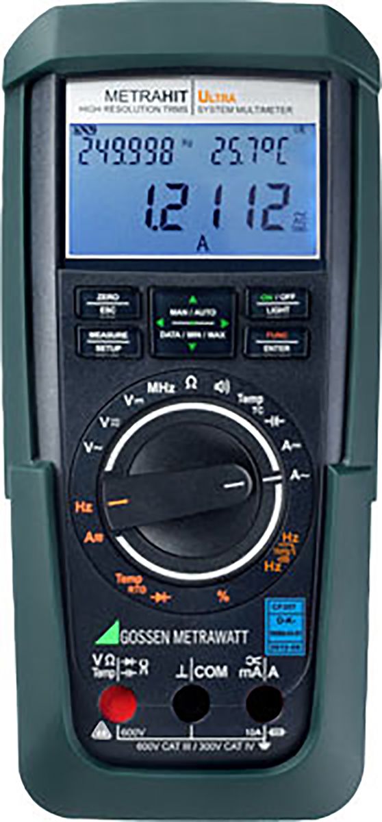 Gossen Metrawatt METRAHIT PM PRIME Handheld Digital Multimeter, True RMS, 10A ac Max, 10A dc Max, 600V ac Max