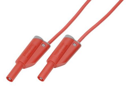 Electro PJP Messleitung 4mm Stecker / Stecker, Rot PVC-isoliert 500mm, 600 → 1000V / 36A CAT II 1000V