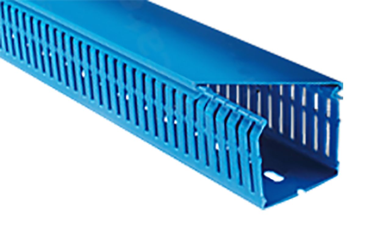 RS PRO Blue Slotted Panel Trunking - Open Slot, W60 mm x D60mm, L2m, PVC