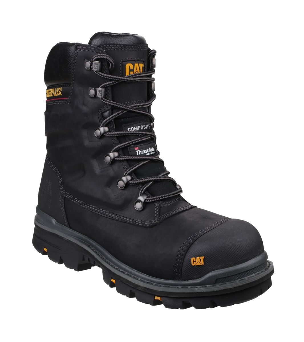 Premier 8" Black size 6 Caterpillar Premier Black Composite Toe Capped Mens Safety Boots, UK 6