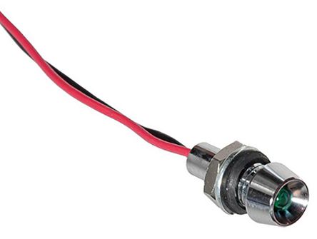 VCC Green Panel Mount Indicator, 30V dc, 5.9mm Mounting Hole Size, Lead Wires Termination