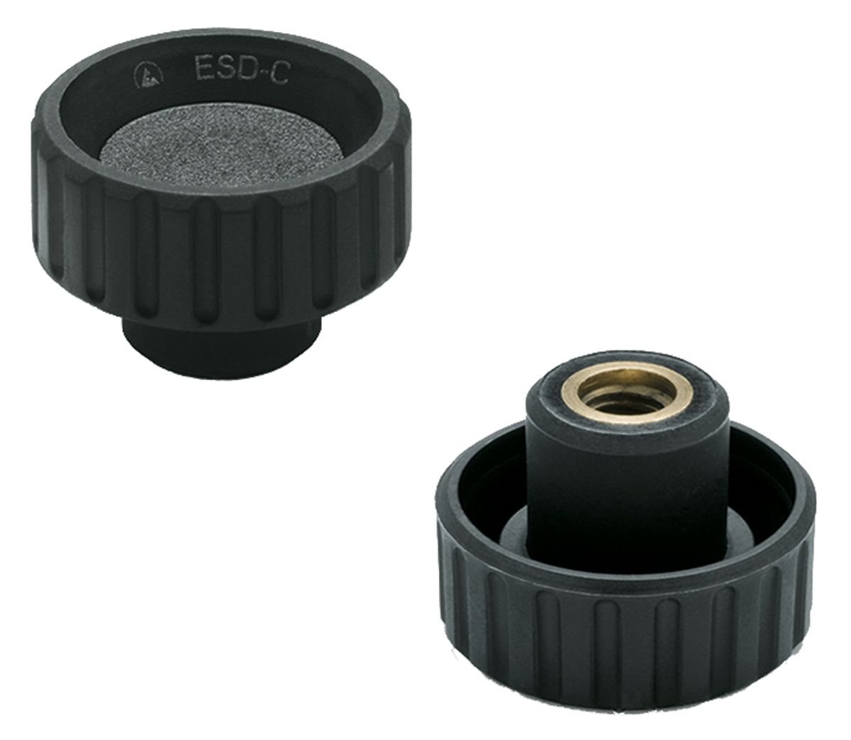 Elesa 154121 Black Round Knob, M4 x 6, Threaded Through Hole RS
