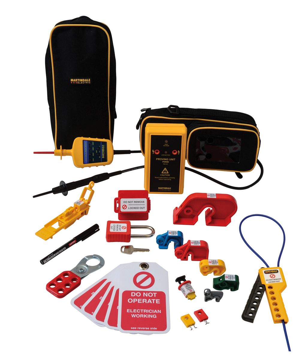 Martindale VIPDLOKPRO150 Voltage Indicator & Proving Unit Kit 690V, Kit Contents 10mm Yellow MCB Lock Clip, 6mm Red MCB