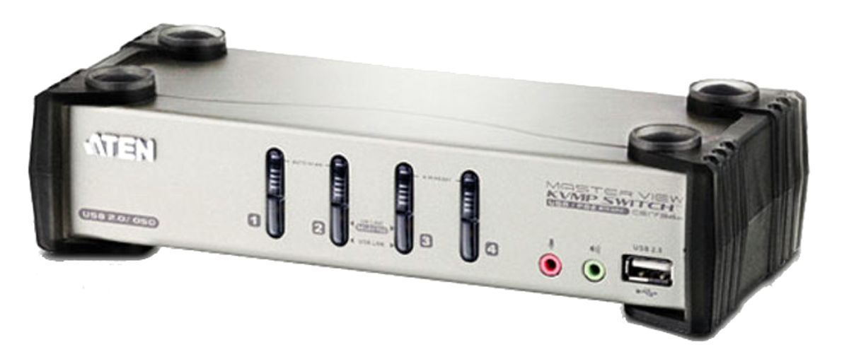 Aten 4 Port PS/2, USB VGA KVM Switch, 3.5 mm Stereo
