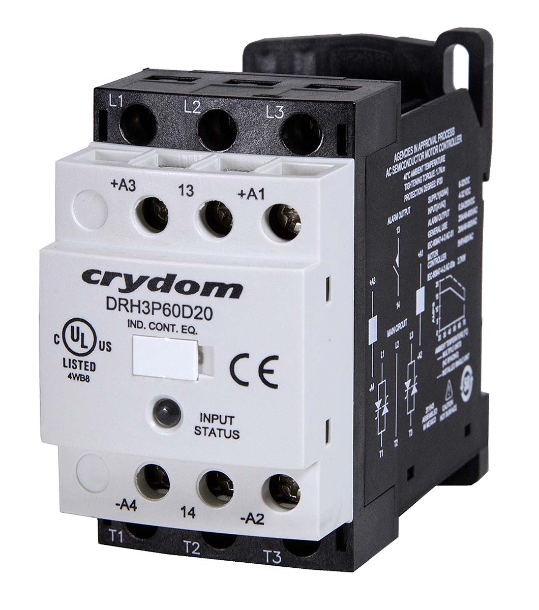 Sensata / Crydom DRH Solid State Contactor, 3 Pole, 4 V dc → 32 V dc Control, 17mA Input, 20A Load, 600V ac Load