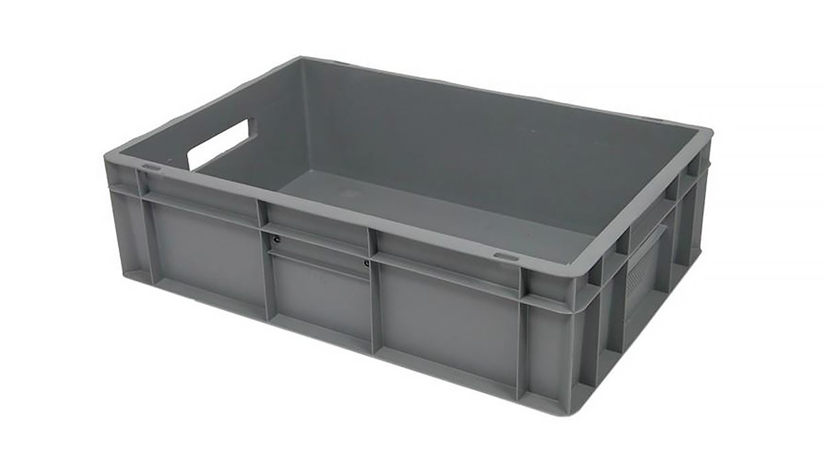 RS PRO 30L Grey PP Medium Euro Containers, 170mm x 400mm x 600mm