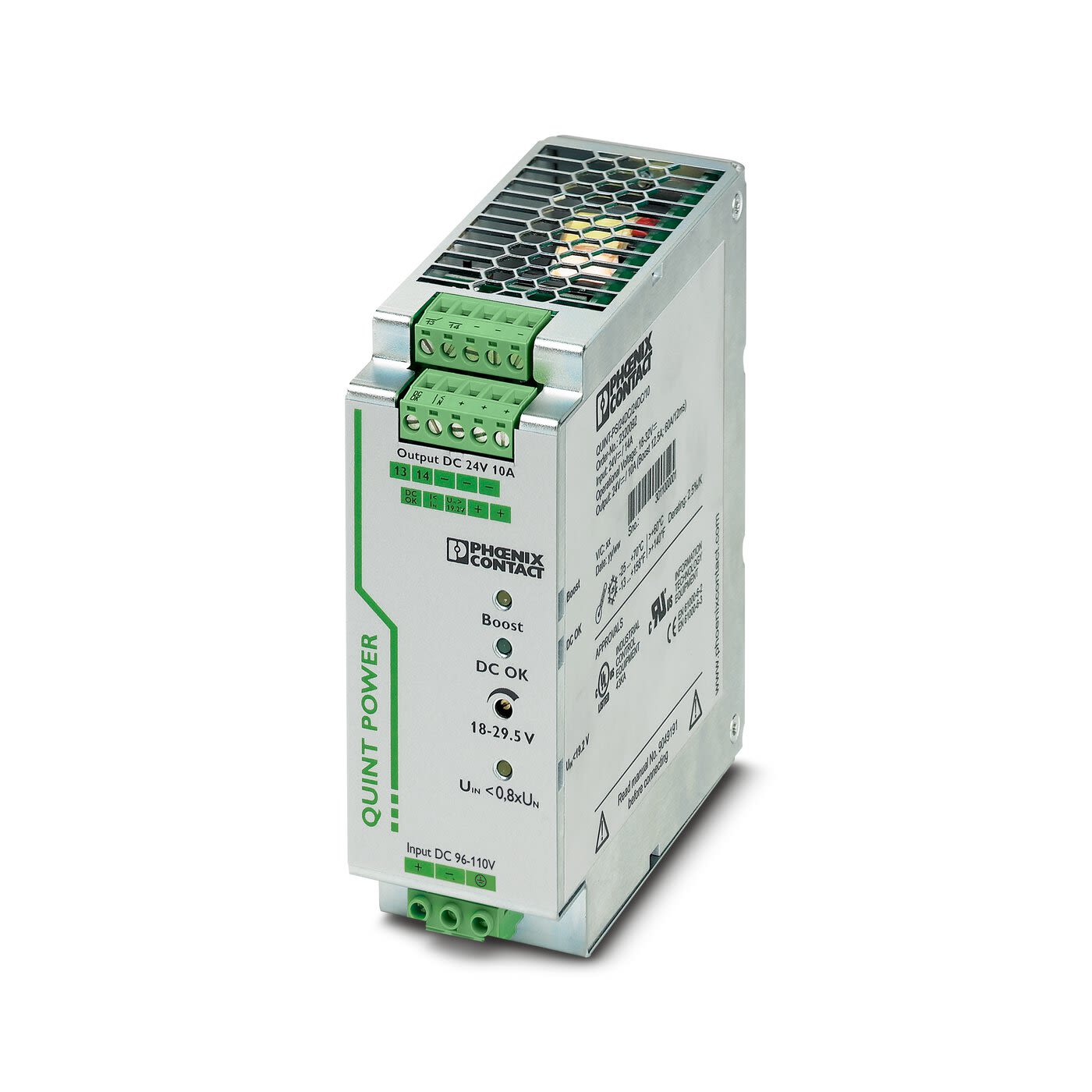 Phoenix Contact QUINT-PS/96-110DC/24DC/10/CO DC/DC-Wandler 240W 96 → 110 V dc IN, 24V dc OUT / 10A 1.5kV dc