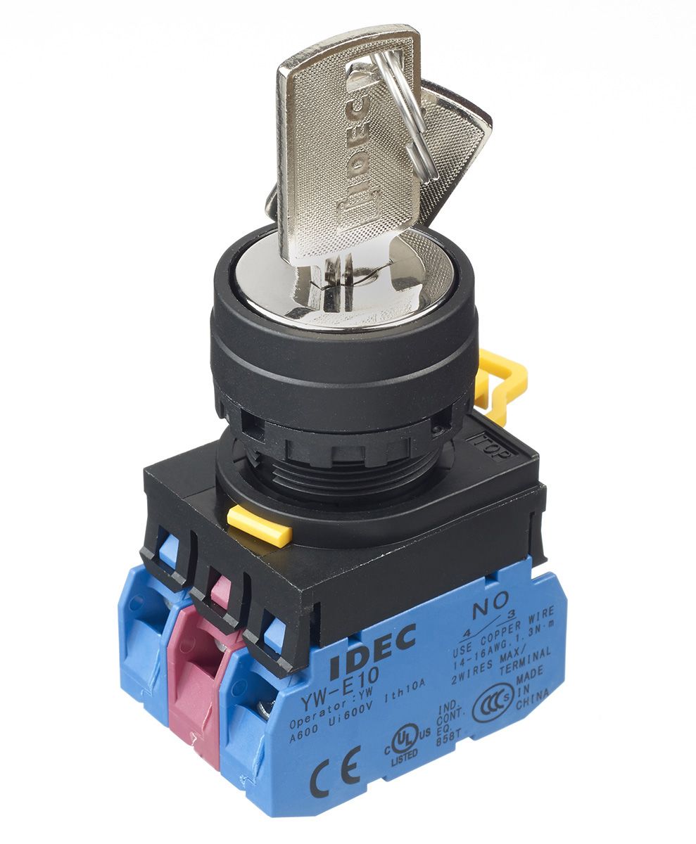 YW1K31BE21 IP65 Key Switch, 2NO/NC 3Way RS