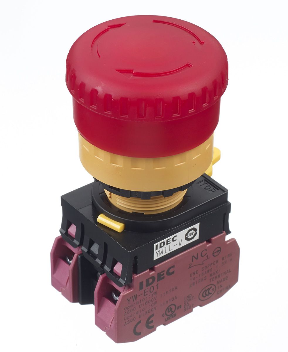 YW1L-V4E02Q4R | Idec YW Series Red Illuminated Emergency Stop Push ...