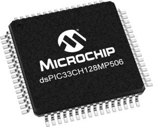 Microchip DSPIC33CH128MP506-I/PT, Microprocessor dsPIC33CH 16bit DSP, MCU 180 MHz, 200 MHz 64-Pin TQFP
