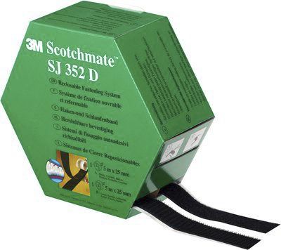 3M SJ352D  SCOTCHMATE Haken- und Schlaufenband Klettband, 25mm x 5m, Schwarz