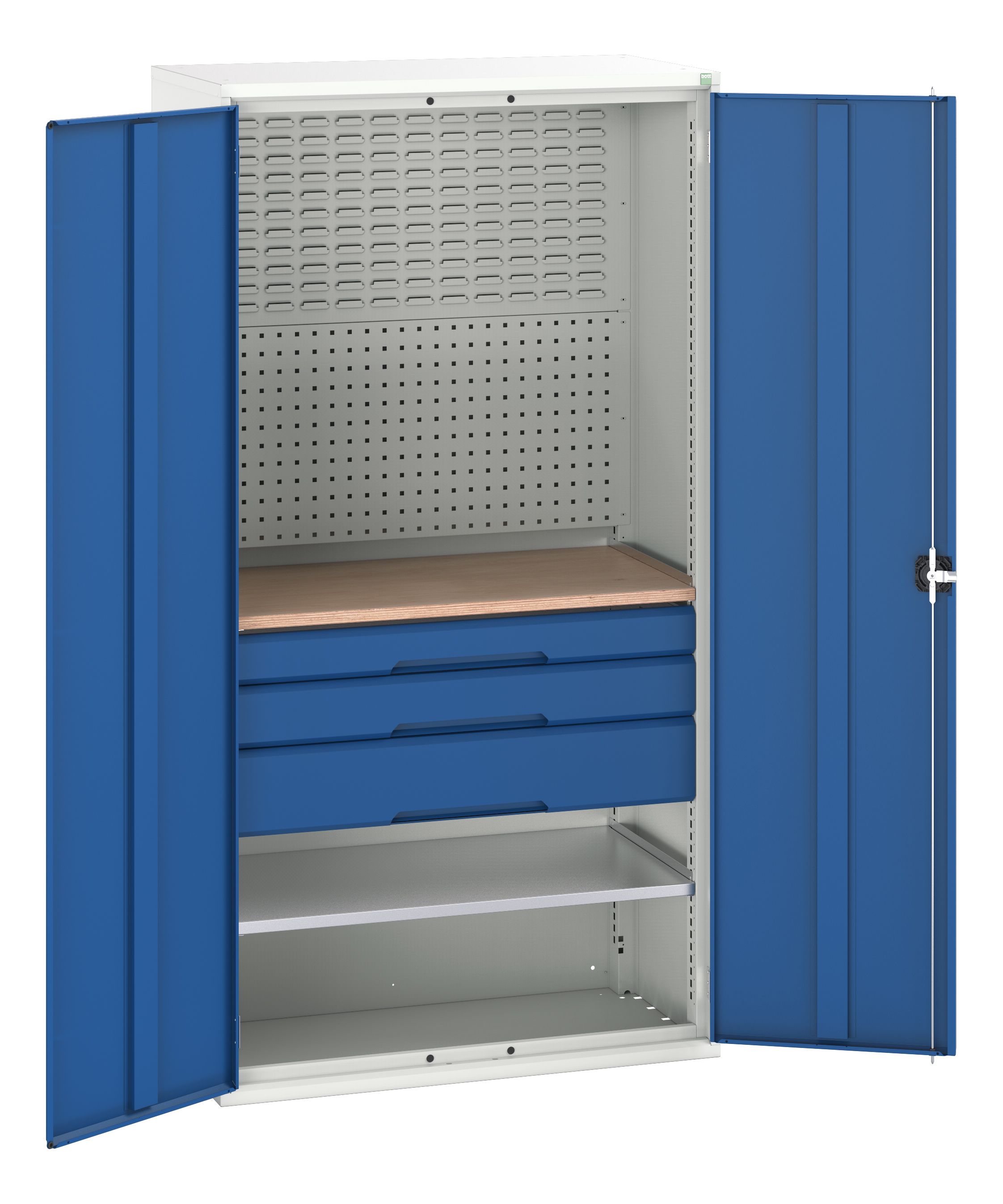 Bott 2 Door Steel Lockable Floor Standing Storage Cabinet, 2000 x 1050 x 550mm