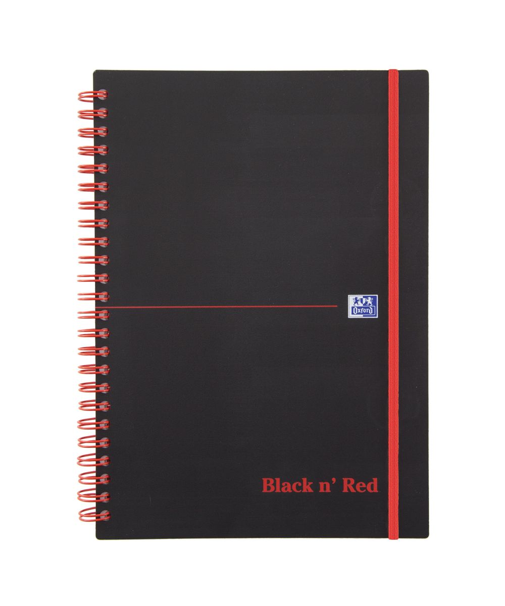 100080140 Black n Red A5 Wirebound Hardcover Notepad, 70 Ruled Sheets