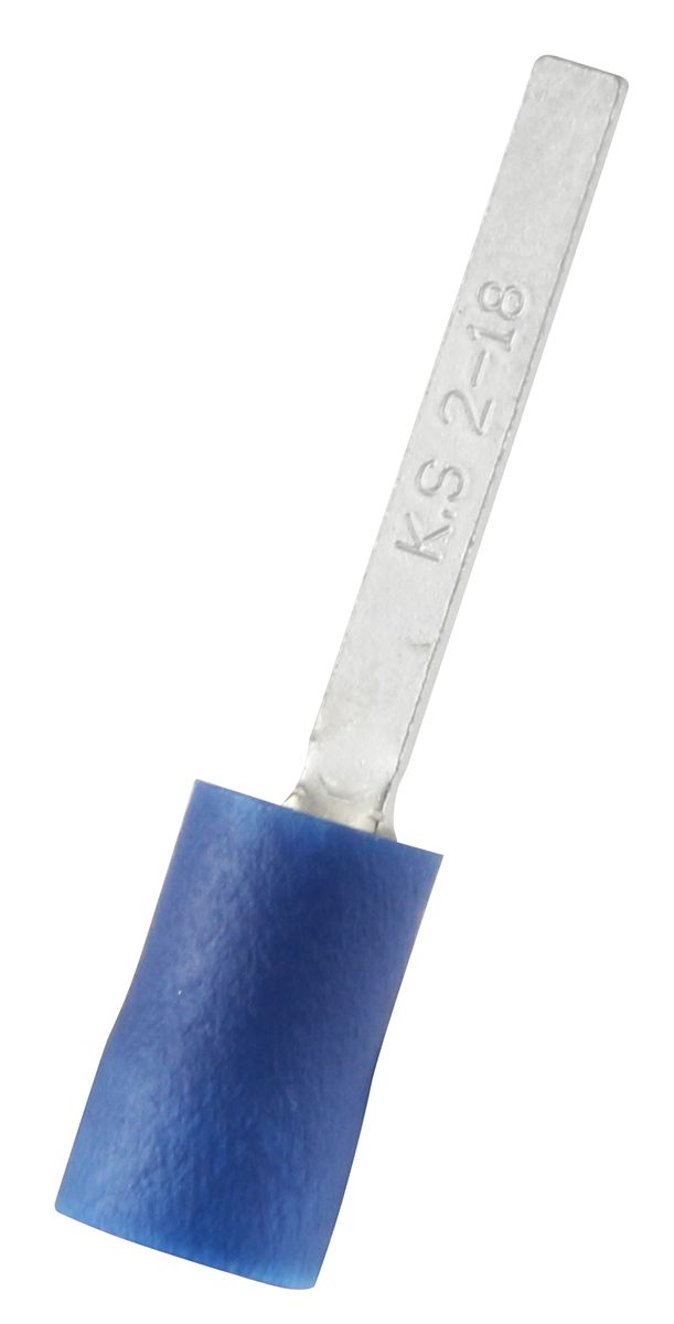 Terminal de lengüeta crimpada RS PRO, No, Aislado, long. 18mm, Azul, 1.5mm² a 2.5mm², 16AWG a 14AWG