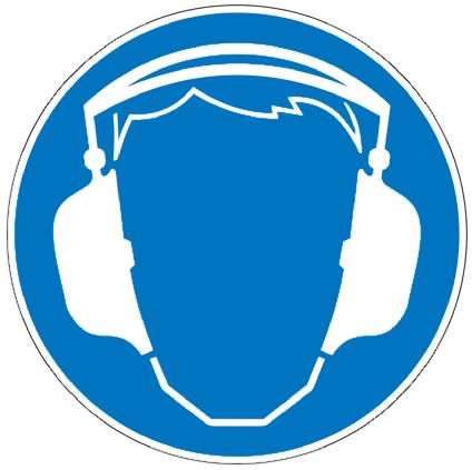 Señal de obligación con pictograma: Utilice protectores auditivos, autoadhesivo, Ø mm