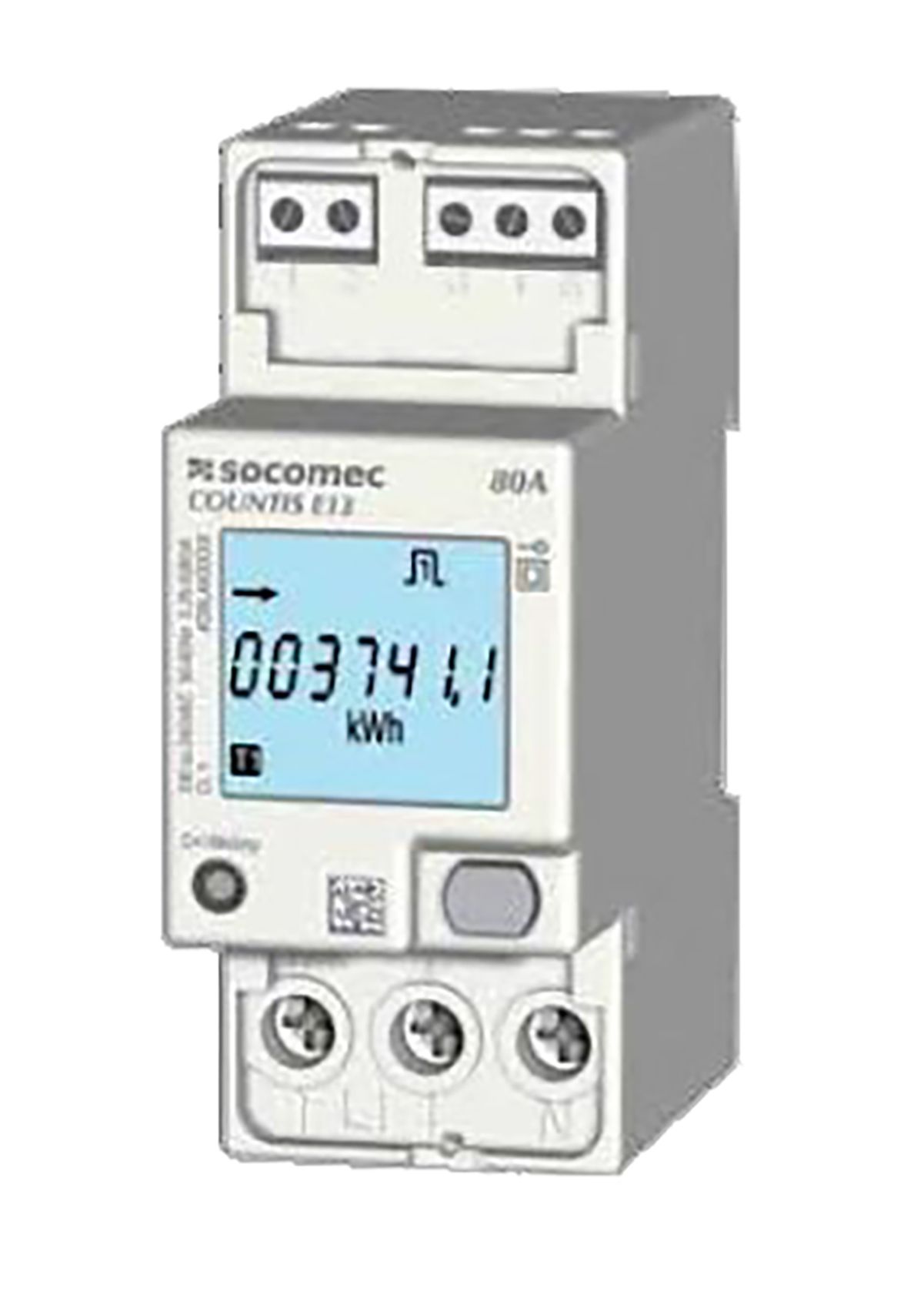 Socomec E1x 1 Phase Backlit LCD Energy Meter with Pulse Output, Type Electrical