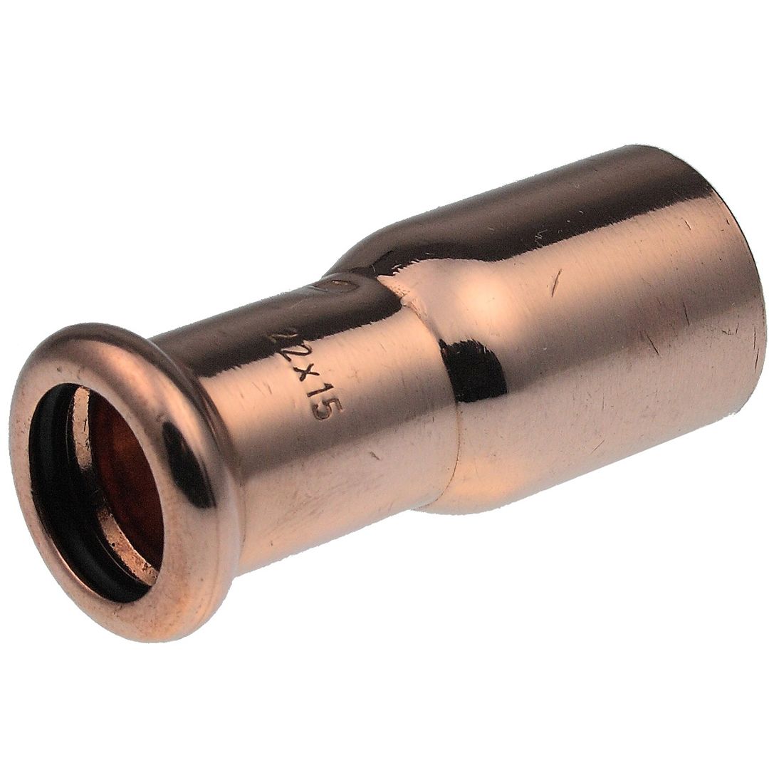 38200 Copper Pipe Fitting, Push Fit Straight Reducer for 15mm pipe RS