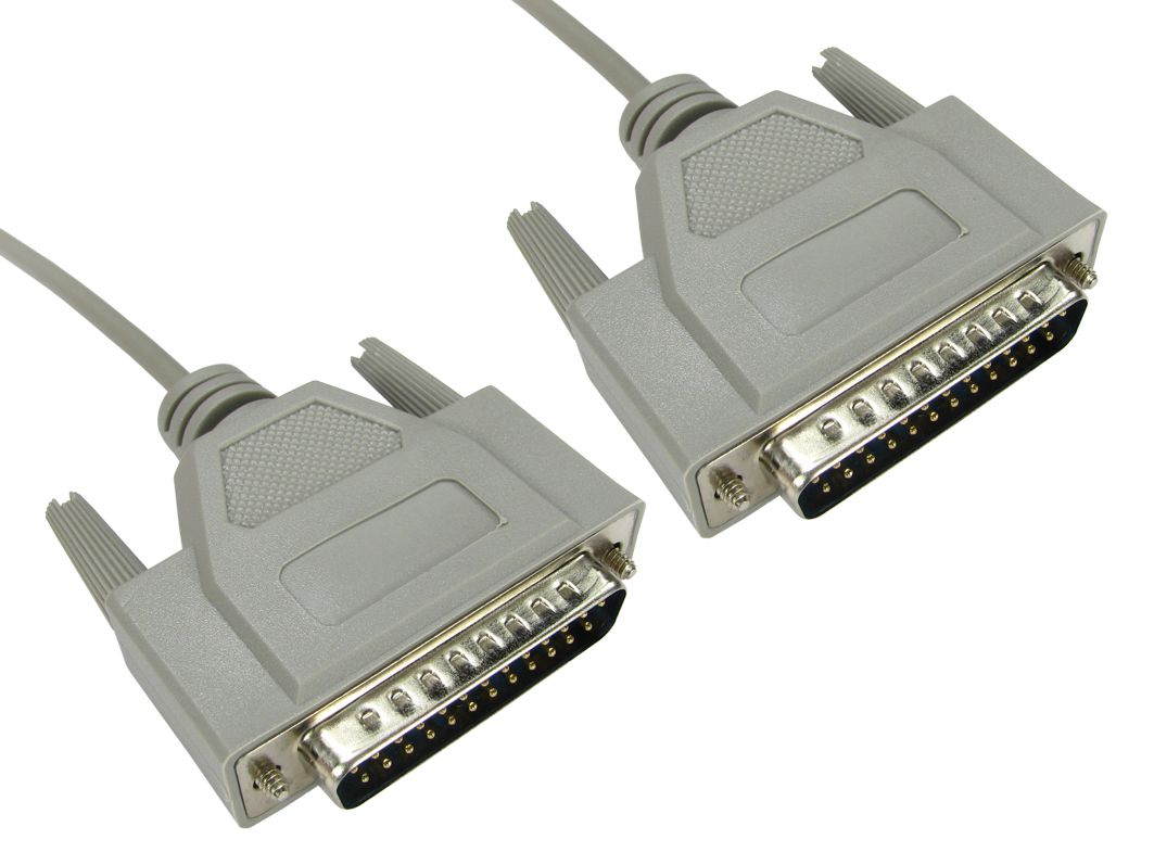 Cable serie RS PRO, long. 2m, color Gris, con. A: D-sub de 25 contactos Macho, con. B: D-sub de 25 contactos Macho