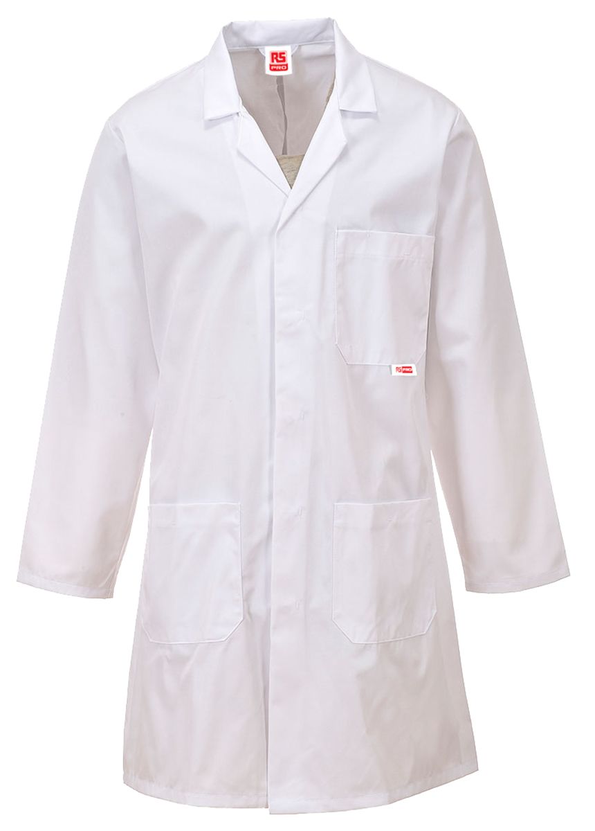 RS PRO White Unisex Reusable Lab Coat, S