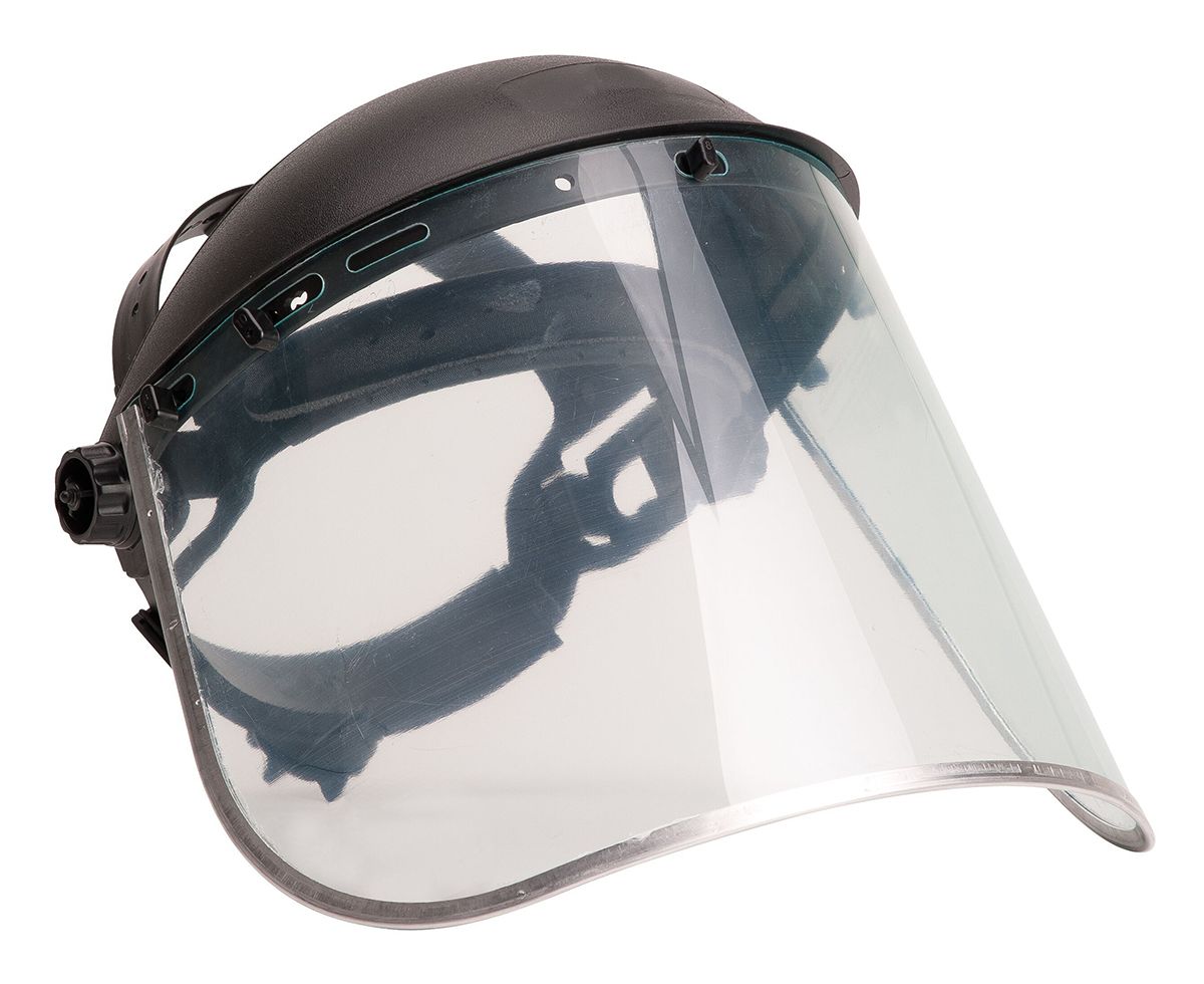 RS PRO Clear Flip Up PC Face Shield with Brow Guard , Resistant To Hot Solid Projections, Molten Metal Splash