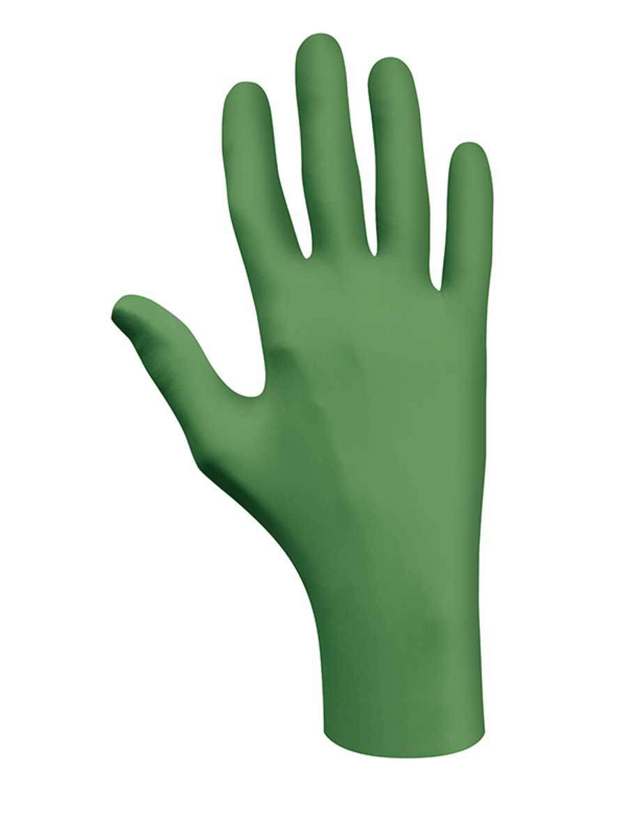 Showa 6110PF Green Powder-Free Nitrile Disposable Gloves, Size 10, XL, 100 per Pack
