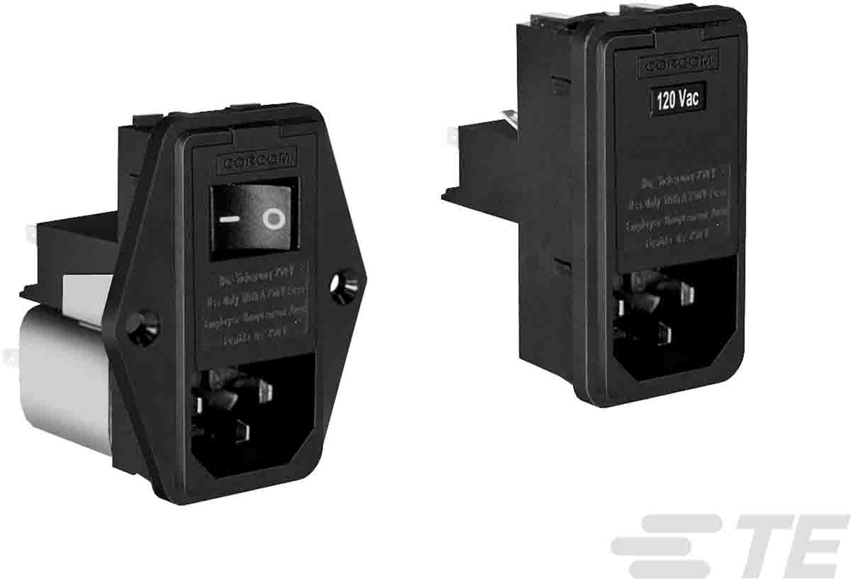 TE Connectivity 2A, 120 V ac, 240 V ac Male Panel Mount IEC Inlet