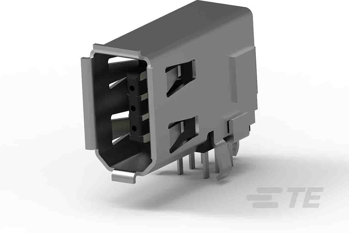 TE Connectivity, IEEE 1394 6 Way Right Angle Through Hole Firewire Connector, Socket