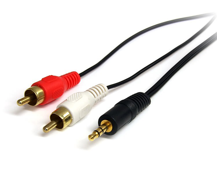 MU3MMRCA | Startech Male 3.5mm Stereo Jack to Male RCA x 2 Aux Cable ...