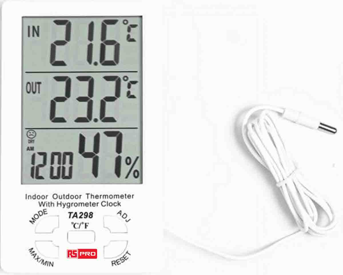 RS PRO TA298 Hygrometer, ±5 %RH Accuracy, 99%RH Max