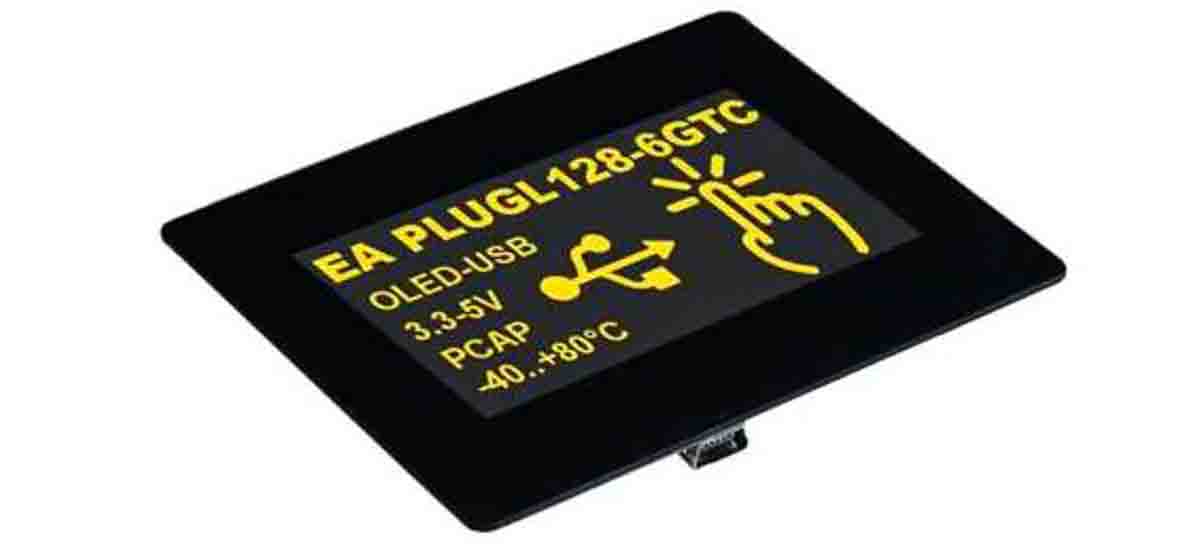 Display Visions 2.9in Yellow OLED Display 128 x 64pixels Graphics 12C, RS232, SPI, USB Interface