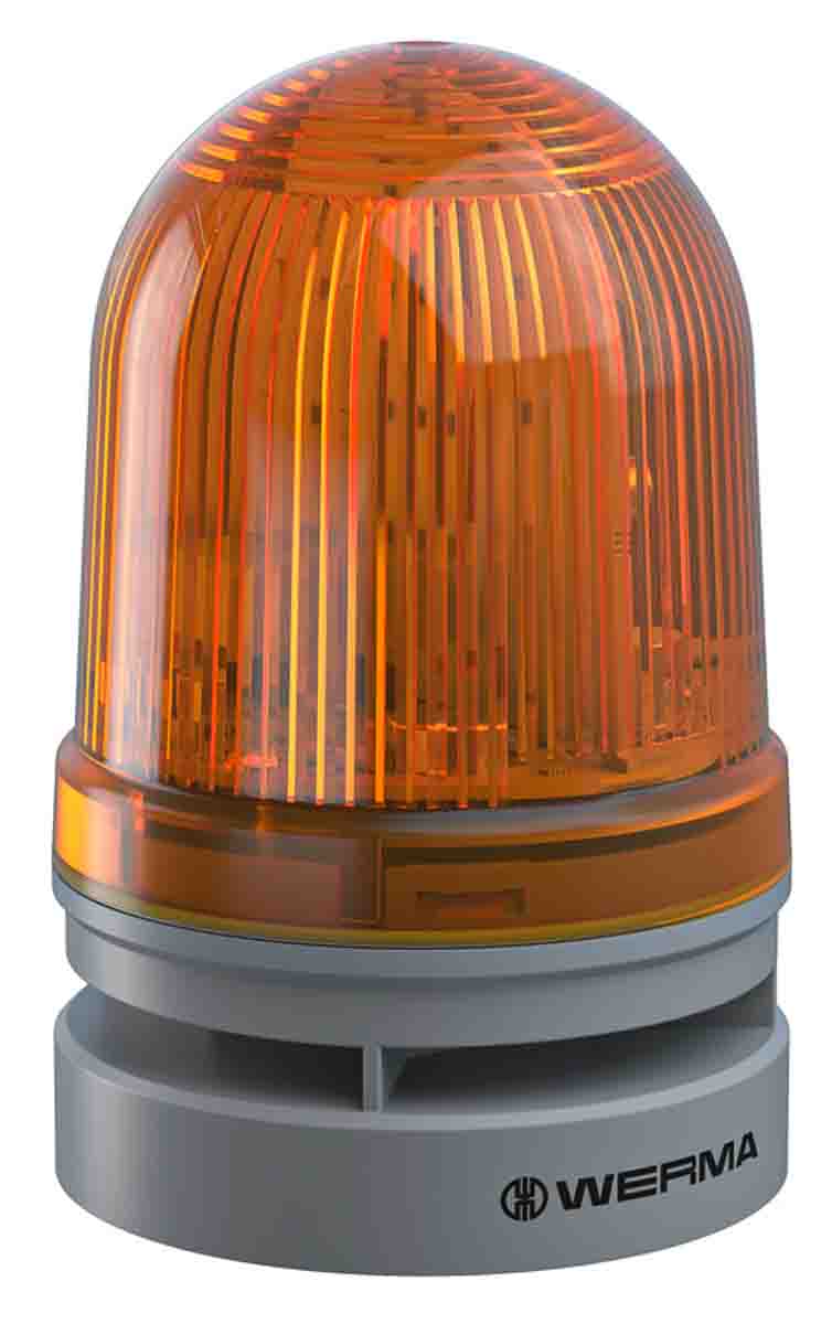 Werma EvoSIGNAL Mini Series Yellow Sounder Beacon, 12 → 24 V ac/dc, IP66, Base Mount, 110dB at 1 Metre