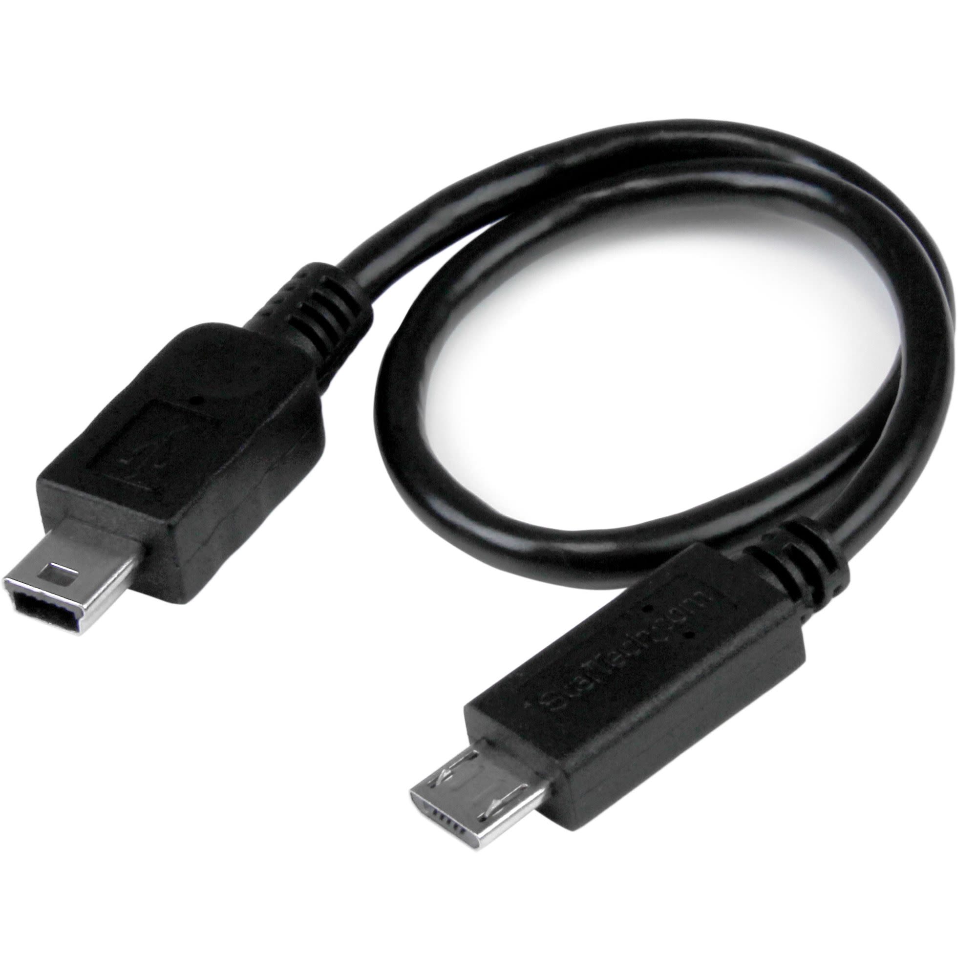 UMUSBOTG8IN | StarTech.com Male Micro USB B to Male Mini USB B Cable ...