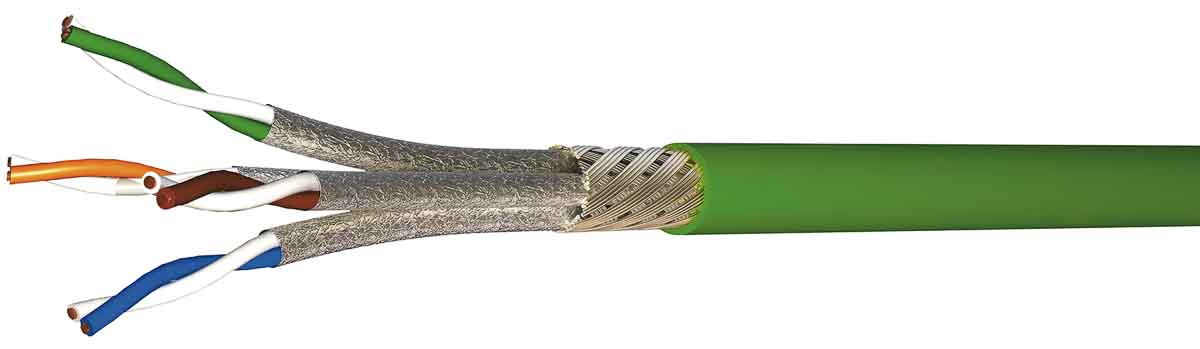 CAE Groupe Cat7 Ethernet Cable, S/FTP Shield, Green PUR Sheath, 100m