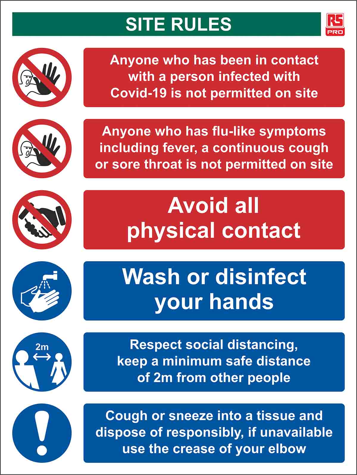 RS PRO PVC Social Distancing Site Safety Sign With English Text, 400 x 300mm