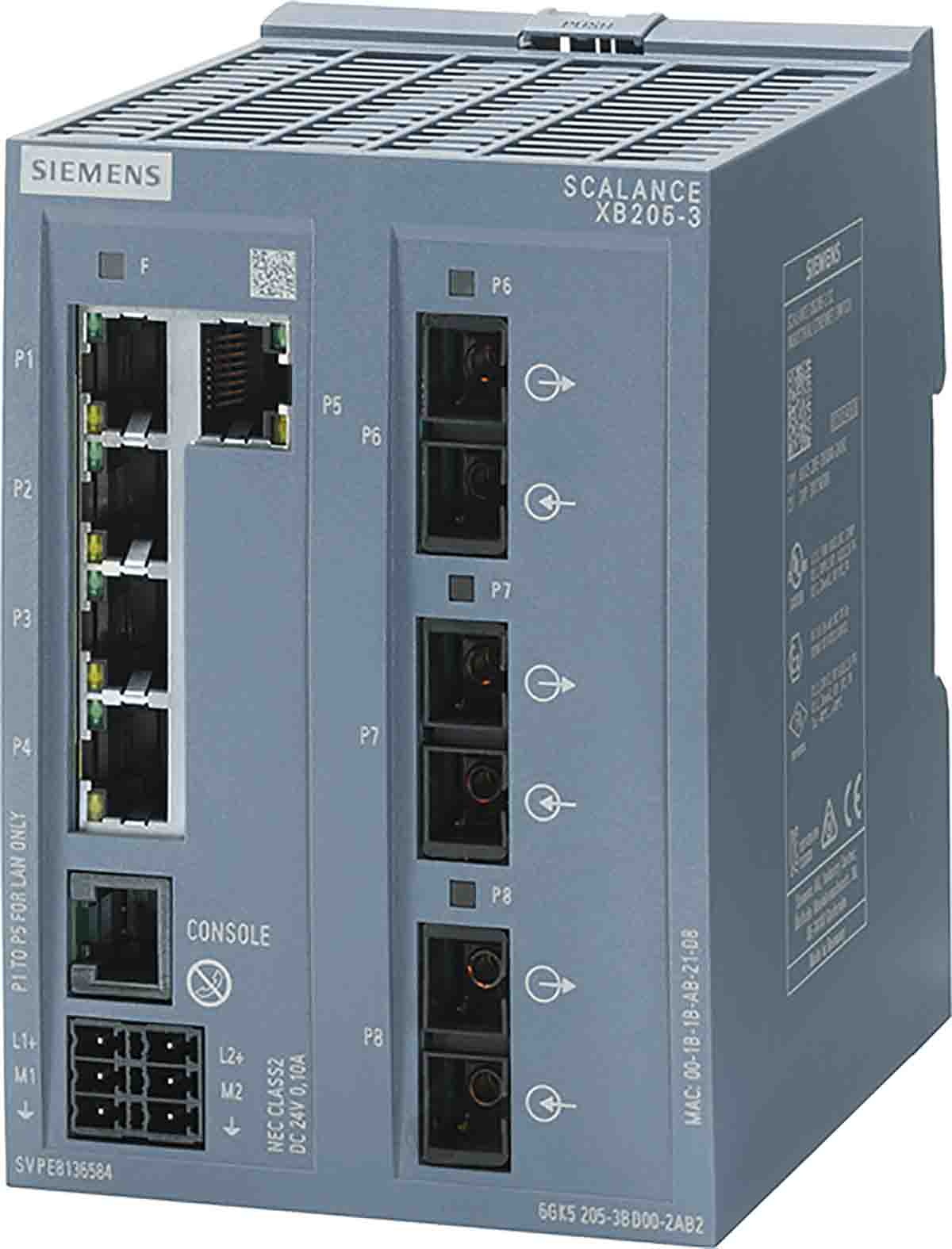 Conmutador Ethernet Siemens 6GK5205-3BD00-2TB2, 5 puertos RJ45, Montaje Carril DIN, 10/100Mbit/s