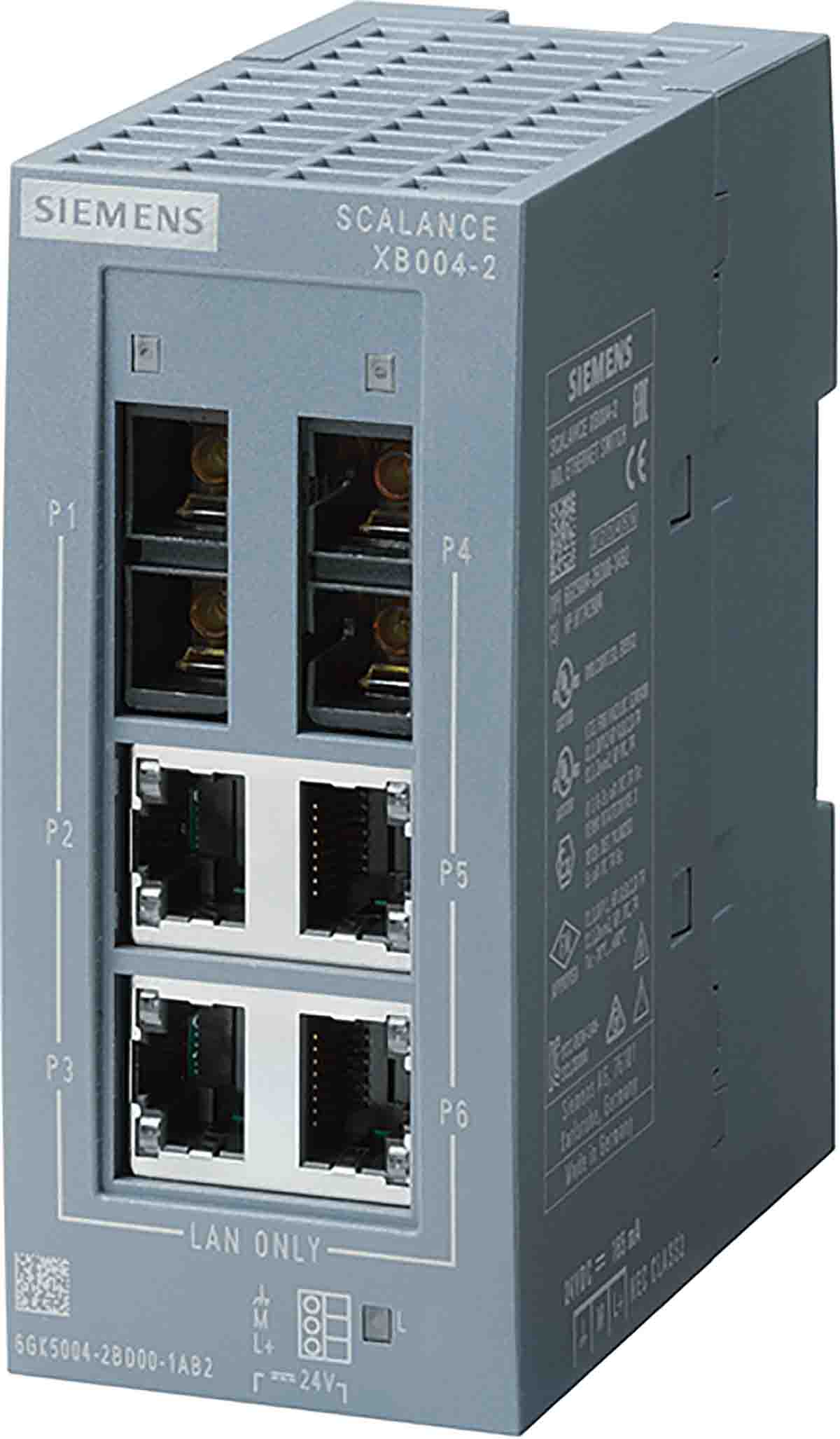 Siemens DIN Rail, Wall Mount Ethernet Switch, 4 RJ45 port, 24V dc, 10 Mbit/s, 100 Mbit/s Transmission Speed