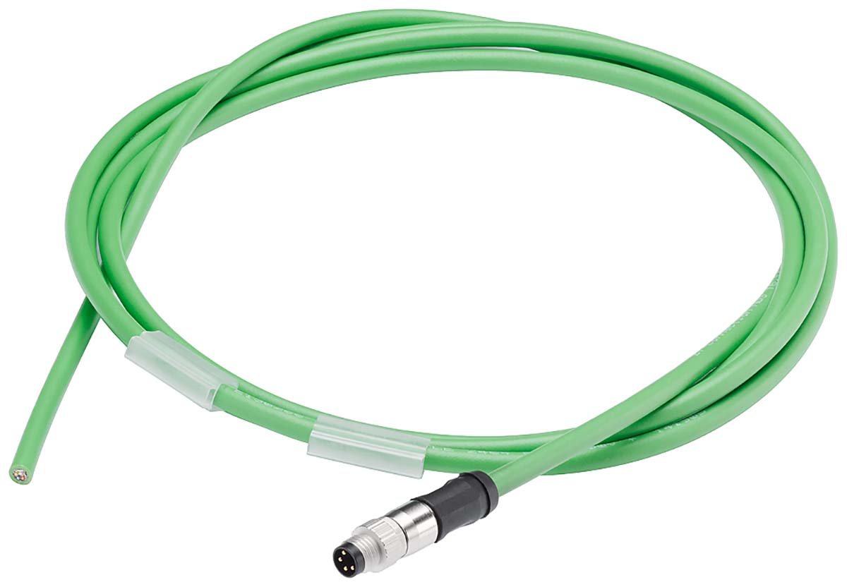 Siemens 6ES7194 Male M8 to Unterminated Sensor Actuator Cable, 4 Core, PVC, 2m