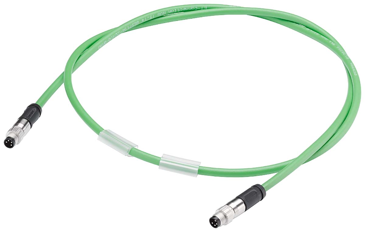 Siemens 6ES7194 Straight Male M8 to Straight Male M8 Sensor Actuator Cable, 4 Core, PUR, 300mm