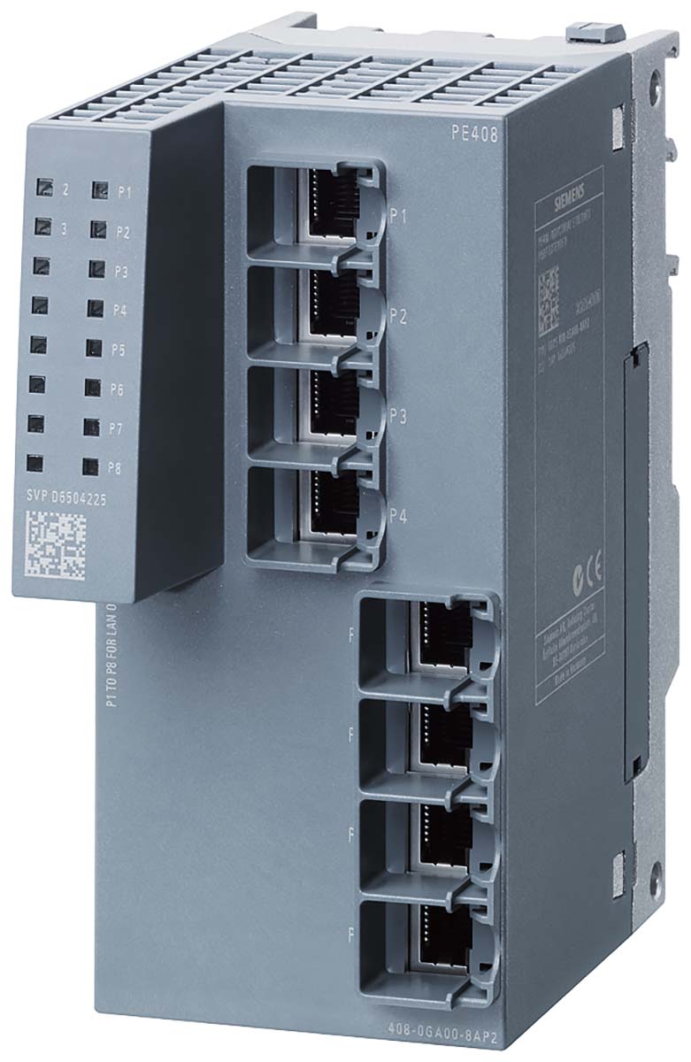 Switch Ethernet 8 Ports RJ45, 10 Mbit/s, 100 Mbit/s, 1000 Mbit/s, montage Rail DIN