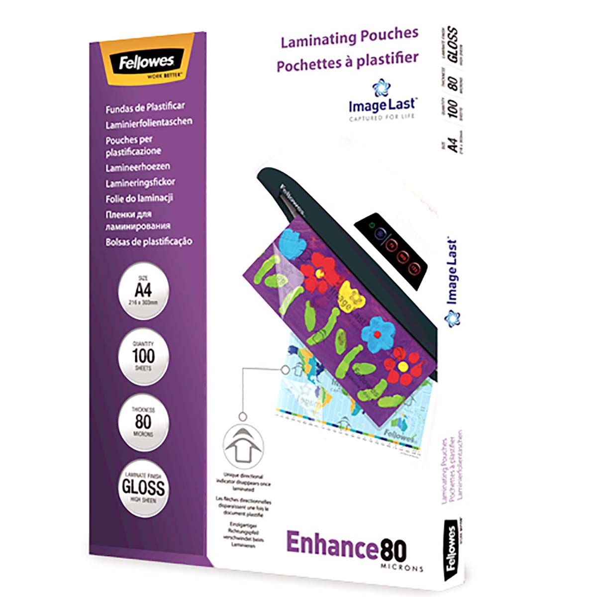Fellowes A3 Glossy Laminator Pouches 80micron Thickness, 100 Pack Quantity