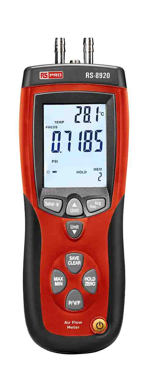RS PRO RS-8920 Absolute, Differential Manometer With 2 Pressure Port/s