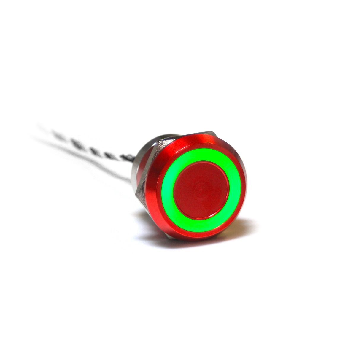 Capacitive Switch Latching NC,Illuminated, Green, Red, IP68, IP69K Red Anodised
