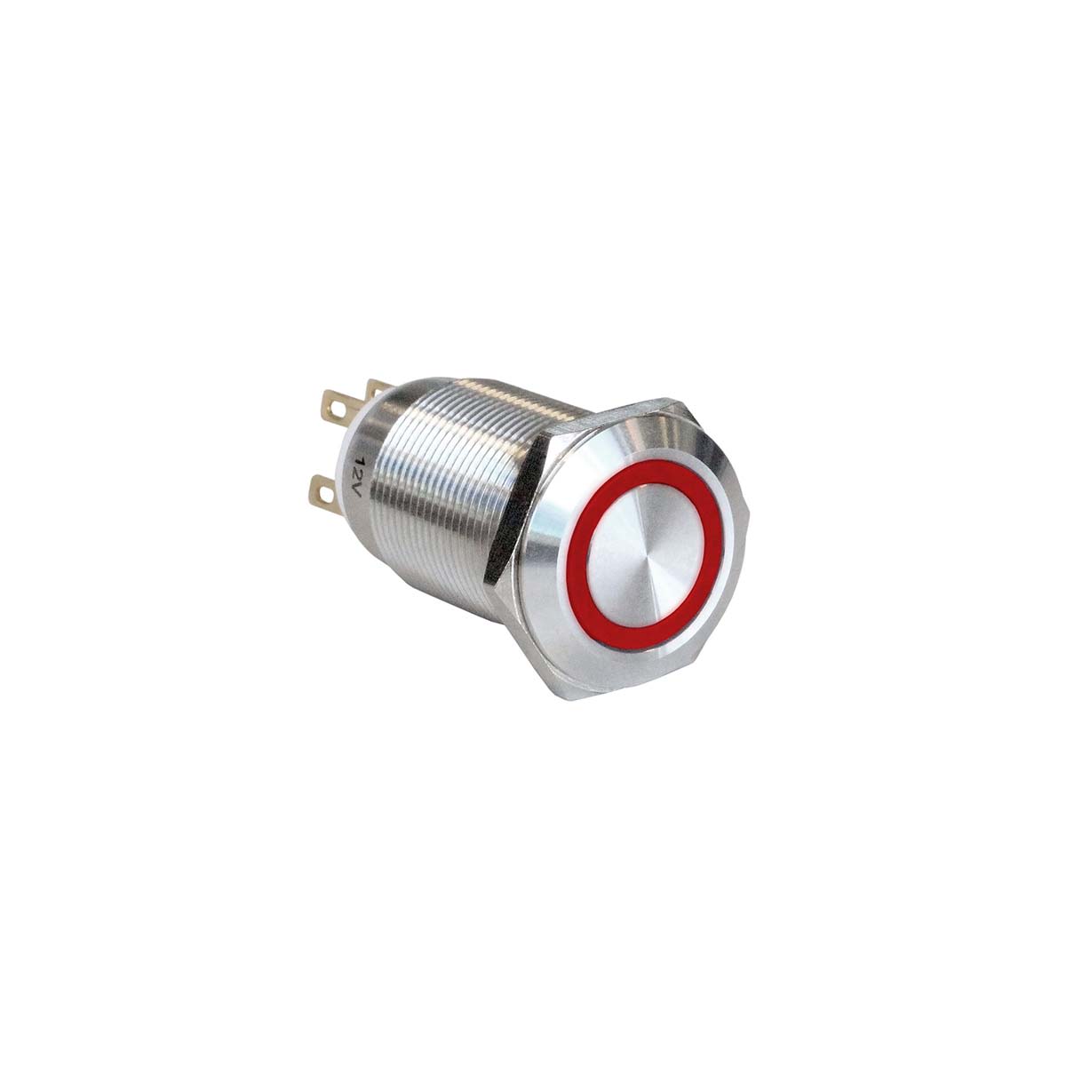 Bulgin Illuminated Latching Push Button Switch, Panel Mount, SPST, Red LED, 12V, IP65